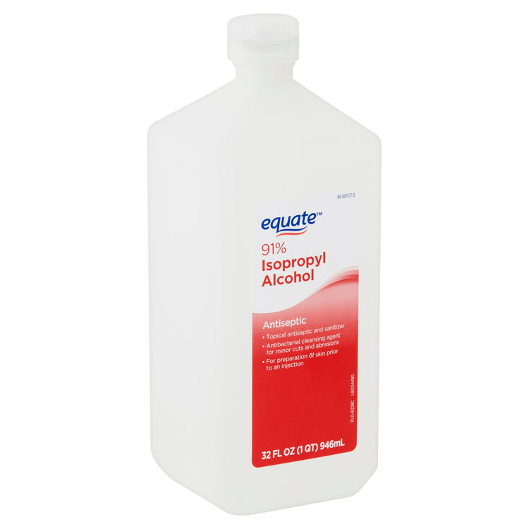 Equate 91% Isopropyl Alcohol Liquid Antiseptic, 32 fl oz, Twin Pack