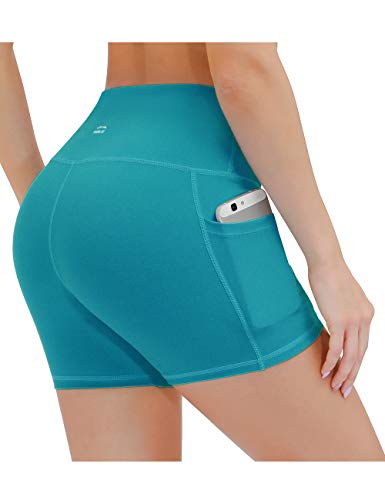 ALONG FIT Yoga Shorts for Women High Waisted Running Yoga Shorts with Pockets 2 Pack