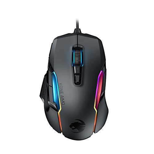 ROCCAT Kone AIMO PC Gaming Mouse, Optical, RGB Backlit Lighting, 23 Programmable Keys, Onboard Memory, Palm Grip, Owl Eye Sensor, Ergonomic, LED Illumination, Adjustable 100 to 16,000 DPI, Black