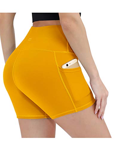 ALONG FIT Yoga Shorts for Women High Waisted Running Yoga Shorts with Pockets 2 Pack