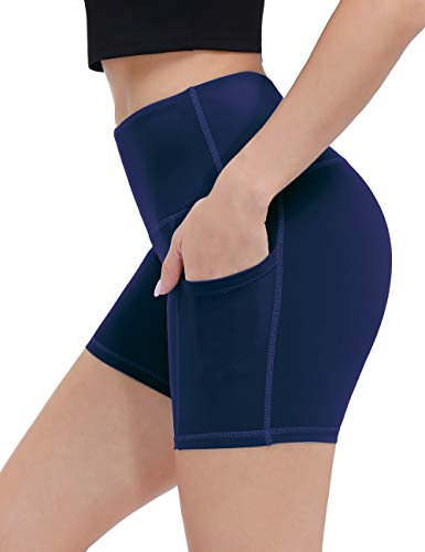 ALONG FIT Yoga Shorts for Women High Waisted Running Yoga Shorts with Pockets 2 Pack