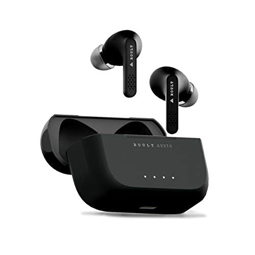 Boult Audio AirBass Propods True Wireless in-Ear Earphones with 24H Total Playtime, Touch Controls, Type-C Fast Charging, IPX5 Sweatproof, Low Latency for Gaming (Black)