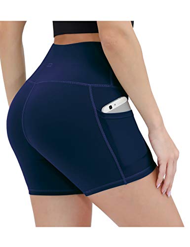 ALONG FIT Yoga Shorts for Women High Waisted Running Yoga Shorts with Pockets 2 Pack