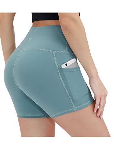 ALONG FIT Yoga Shorts for Women High Waisted Running Yoga Shorts with Pockets 2 Pack