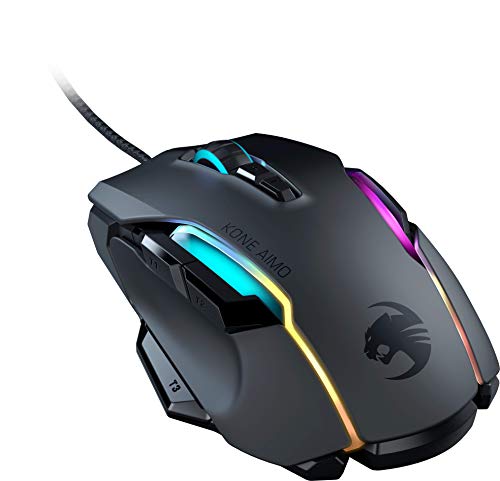 ROCCAT Kone AIMO PC Gaming Mouse, Optical, RGB Backlit Lighting, 23 Programmable Keys, Onboard Memory, Palm Grip, Owl Eye Sensor, Ergonomic, LED Illumination, Adjustable 100 to 16,000 DPI, Black