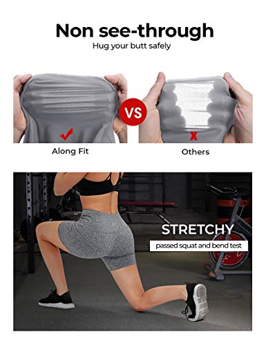 ALONG FIT Yoga Shorts for Women High Waisted Running Yoga Shorts with Pockets 2 Pack