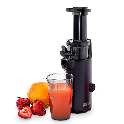 Dash DCSJ255 Deluxe Compact Power Slow Masticating Extractor Easy to Clean, Cold Press Juicer with Brush, Pulp Measuring Cup, Frozen Attachment and Juice Recipe Guide, Aqua