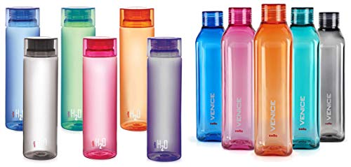 Cello Venice Plastic Bottle Set, 1 Litre, Set of 5, Assorted