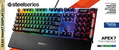 SteelSeries Apex 3 RGB Gaming Keyboard – 10-Zone RGB Illumination – IP32 Water Resistant – Premium Magnetic Wrist Rest (Whisper Quiet Gaming Switch)