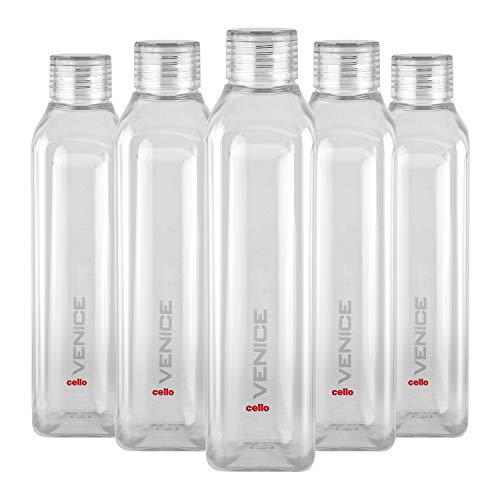 Cello Venice Plastic Bottle Set, 1 Litre, Set of 5, Assorted