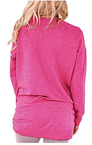 ELF QUEEN Womens Kangaroo Pocket Pull Over T Shirt Round Neck Big Pocket Tunic Leisure Spring Top Purple Medium