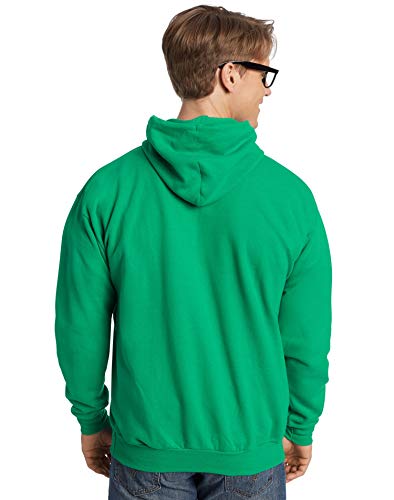 Hanes Men's Pullover EcoSmart Fleece Hooded Sweatshirt, safety orange, Large