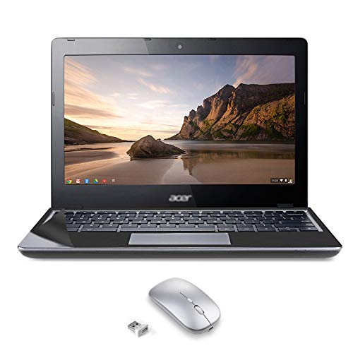 Used Well Condition Chromebook c720 Laptop with Computer Skin in A Cover 11.6-inch 2GB RAM 32GB eMMC (with USB Mouse- Touch pad Can't Work)- Celeron 2955U - Chrome OS