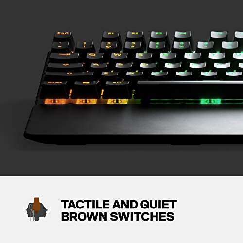 SteelSeries Apex 3 RGB Gaming Keyboard – 10-Zone RGB Illumination – IP32 Water Resistant – Premium Magnetic Wrist Rest (Whisper Quiet Gaming Switch)