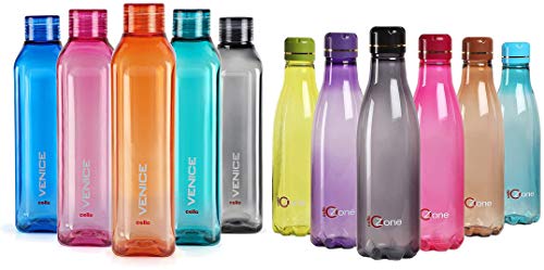 Cello Venice Plastic Bottle Set, 1 Litre, Set of 5, Assorted