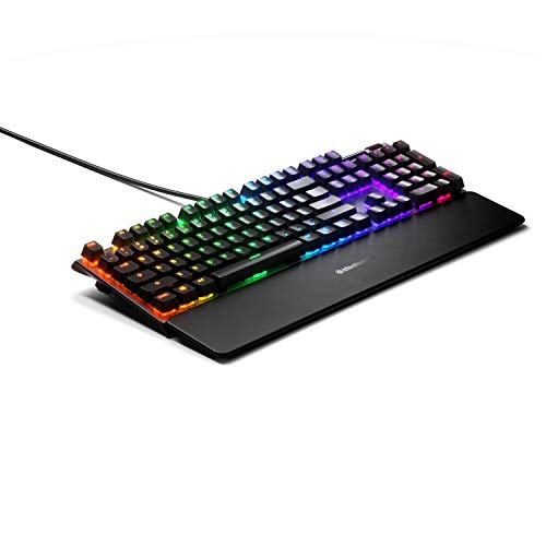 SteelSeries Apex 3 RGB Gaming Keyboard – 10-Zone RGB Illumination – IP32 Water Resistant – Premium Magnetic Wrist Rest (Whisper Quiet Gaming Switch)