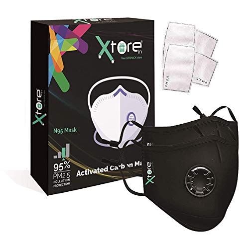 Xtore® N-95 / PM2.5 Ultra Comfortable Anti Pollution Mask | FDA CE Certified | Premium Quality | Washable - (Pack of 1 mask, 2 filters)