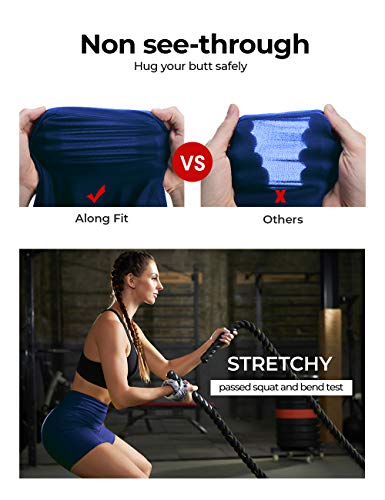 ALONG FIT Yoga Shorts for Women High Waisted Running Yoga Shorts with Pockets 2 Pack