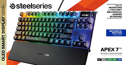 SteelSeries Apex 3 RGB Gaming Keyboard – 10-Zone RGB Illumination – IP32 Water Resistant – Premium Magnetic Wrist Rest (Whisper Quiet Gaming Switch)