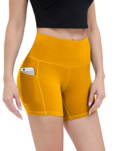 ALONG FIT Yoga Shorts for Women High Waisted Running Yoga Shorts with Pockets 2 Pack