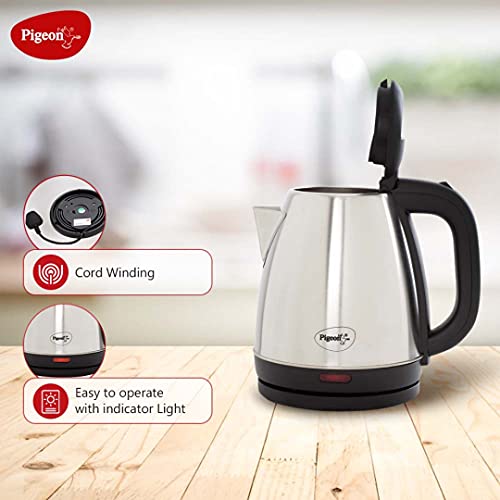 Pigeon by Stovekraft Amaze Plus Electric Kettle with Stainless Steel Body, 1.5 litres boiler for Water, instant noodles, soup etc.