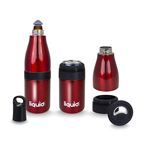 3 In 1 Insulated Stainless Steel Vacuum Sealed Icy Bev Bottle, Can and Water Cooler with Opener. Keep Standard and Skinny Aluminum Pop Tops or 12 Oz Glass Bottles Ice Cold For Hours Even In The Heat