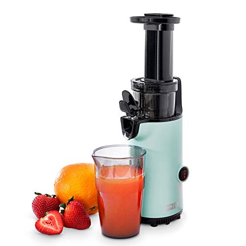 Dash DCSJ255 Deluxe Compact Power Slow Masticating Extractor Easy to Clean, Cold Press Juicer with Brush, Pulp Measuring Cup, Frozen Attachment and Juice Recipe Guide, Aqua