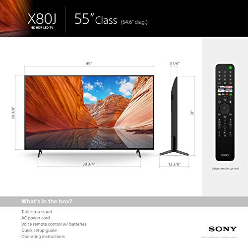 Sony X80J 50 Inch TV: 4K Ultra HD LED Smart Google TV with Dolby Vision HDR and Alexa Compatibility KD50X80J- 2021 Model