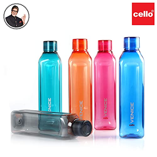 Cello Venice Plastic Bottle Set, 1 Litre, Set of 5, Assorted