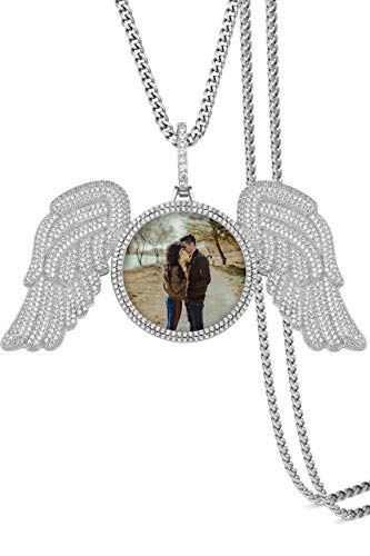 TUHE Personalized Picture/Photo Pendant Necklace Women Men Hip Hop Jewelry Heart-Shaped Custom Memory Medallion Necklace Gold Silver Rope Chain