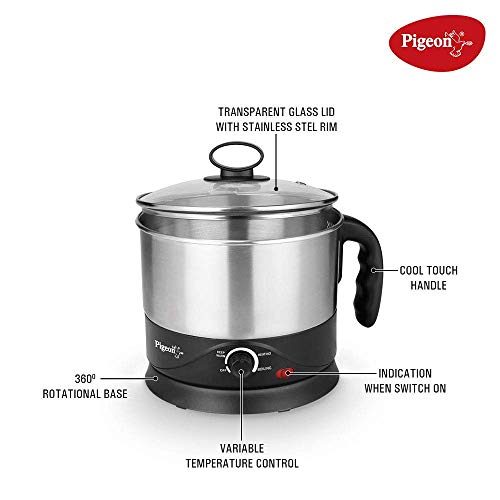 Pigeon by Stovekraft Amaze Plus Electric Kettle with Stainless Steel Body, 1.5 litres boiler for Water, instant noodles, soup etc.