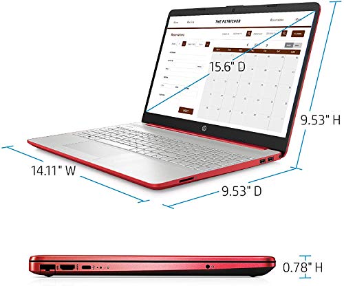 2021 Newest HP 15 15.6” HD Display Laptop Notebook, Intel Pentium Gold 6405U 2.4 GHz, 8GB DDR4 RAM, 128GB SSD, HDMI, USB-C, WiFi, Webcam, Win10, Scarlet Red +AllyFlex Mousepad, Online Class Ready