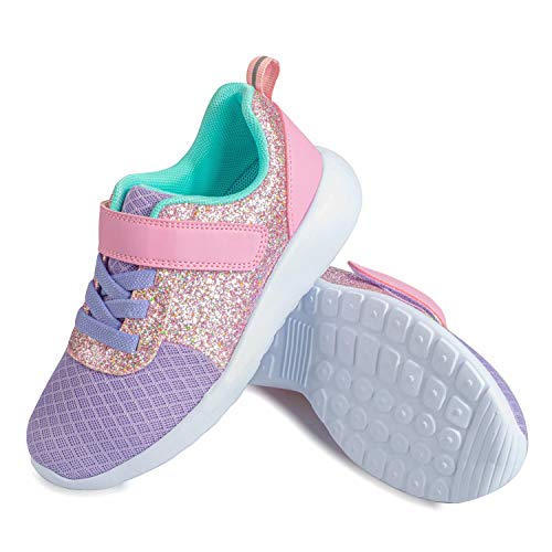 Mädchen Schuhe Kinder Turnschuhe Glitzer Sportschuhe Laufschuhe Hallenschuhe Sneakers Klettverschluss Tennisschuhe Festliche für Jugendliche,31.5 EU,Schwarz