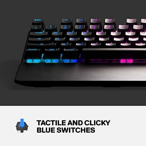 SteelSeries Apex 3 RGB Gaming Keyboard – 10-Zone RGB Illumination – IP32 Water Resistant – Premium Magnetic Wrist Rest (Whisper Quiet Gaming Switch)