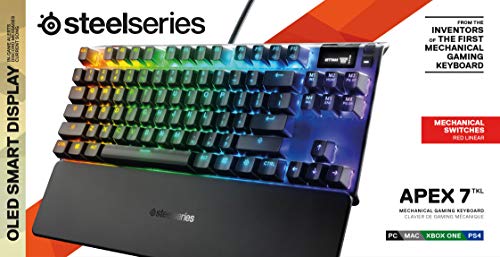 SteelSeries Apex 3 RGB Gaming Keyboard – 10-Zone RGB Illumination – IP32 Water Resistant – Premium Magnetic Wrist Rest (Whisper Quiet Gaming Switch)