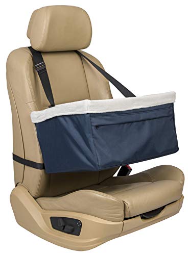 PetSafe Happy Ride Booster Seat - Dog Booster Seat for Cars, Trucks and SUVs - Easy to Adjust Strap - Durable Fleece Liner is Machine Washable and Easy to Clean - Medium, Navy