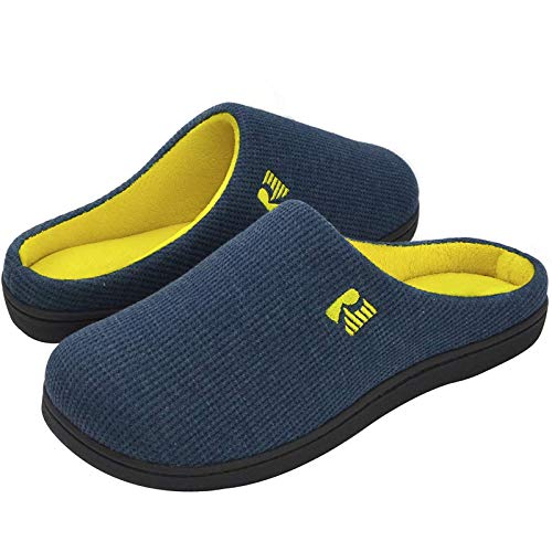 RockDove Men's Original Two-Tone Memory Foam Slipper, Size 10/11 UK Men, Dark Grey and Blue