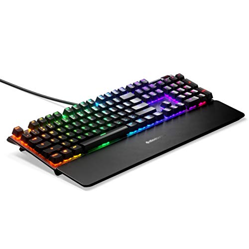 SteelSeries Apex 3 RGB Gaming Keyboard – 10-Zone RGB Illumination – IP32 Water Resistant – Premium Magnetic Wrist Rest (Whisper Quiet Gaming Switch)