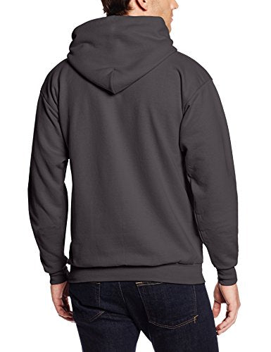 Hanes Men's Pullover EcoSmart Fleece Hooded Sweatshirt, safety orange, Large