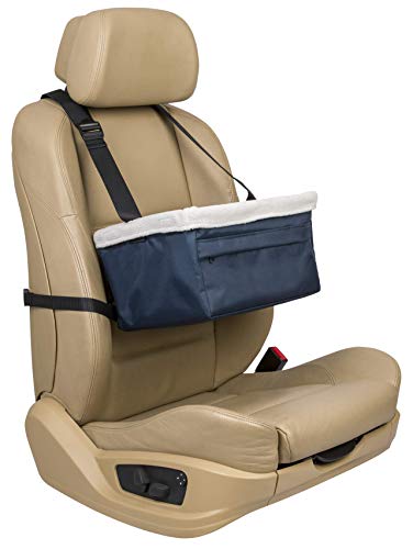 PetSafe Happy Ride Booster Seat - Dog Booster Seat for Cars, Trucks and SUVs - Easy to Adjust Strap - Durable Fleece Liner is Machine Washable and Easy to Clean - Medium, Navy