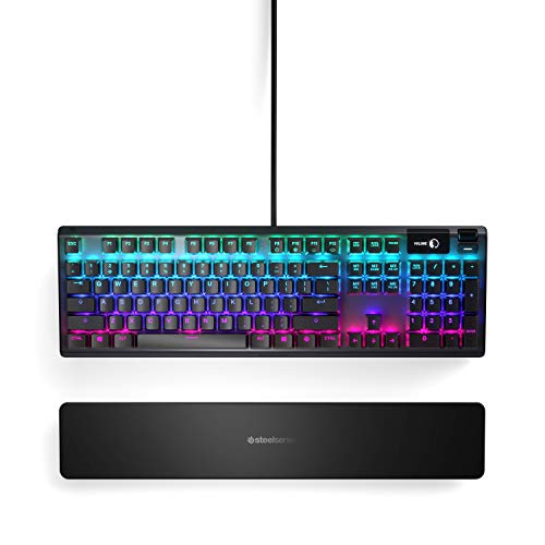 SteelSeries Apex 3 RGB Gaming Keyboard – 10-Zone RGB Illumination – IP32 Water Resistant – Premium Magnetic Wrist Rest (Whisper Quiet Gaming Switch)