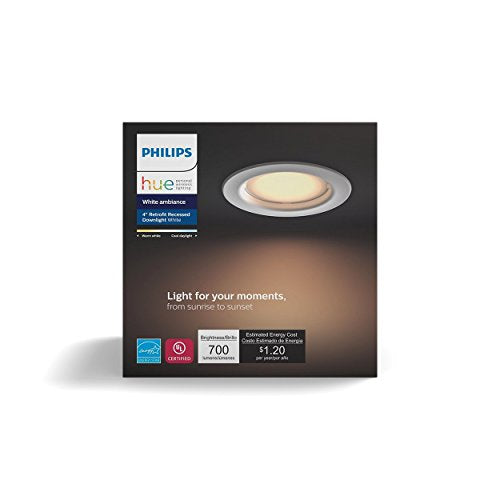 Philips Hue White Ambiance Dimmable LED Smart Retrofit Recessed Downlight (4-Inch Compatible with Amazon Alexa Apple HomeKit and Google Assistant)