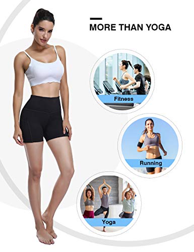 ALONG FIT Yoga Shorts for Women High Waisted Running Yoga Shorts with Pockets 2 Pack