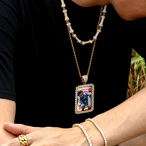 TUHE Personalized Picture/Photo Pendant Necklace Women Men Hip Hop Jewelry Heart-Shaped Custom Memory Medallion Necklace Gold Silver Rope Chain