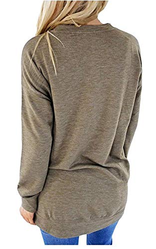 ELF QUEEN Womens Kangaroo Pocket Pull Over T Shirt Round Neck Big Pocket Tunic Leisure Spring Top Purple Medium