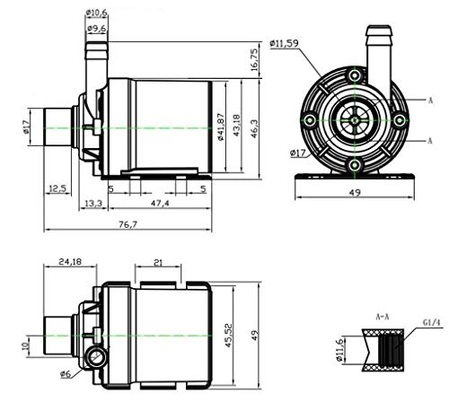 ZAOJIAO DC 12V Brushless Water Pump 1/2'' Male Thread Centrifugal Submersible Pump 800L/H 210GPH 4M/13ft for Fountain Solar Panel Pond Aquarium Water Circulation System