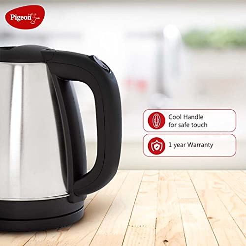 Pigeon by Stovekraft Amaze Plus Electric Kettle with Stainless Steel Body, 1.5 litres boiler for Water, instant noodles, soup etc.