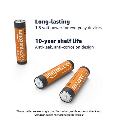 AmazonBasics 36 Pack AAA High-Performance Alkaline Batteries, 10-Year Shelf Life, Easy to Open Value Pack