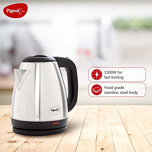 Pigeon by Stovekraft Amaze Plus Electric Kettle with Stainless Steel Body, 1.5 litres boiler for Water, instant noodles, soup etc.