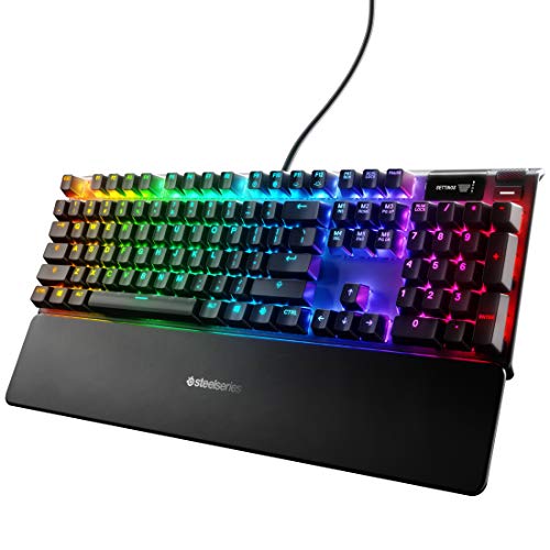 SteelSeries Apex 3 RGB Gaming Keyboard – 10-Zone RGB Illumination – IP32 Water Resistant – Premium Magnetic Wrist Rest (Whisper Quiet Gaming Switch)